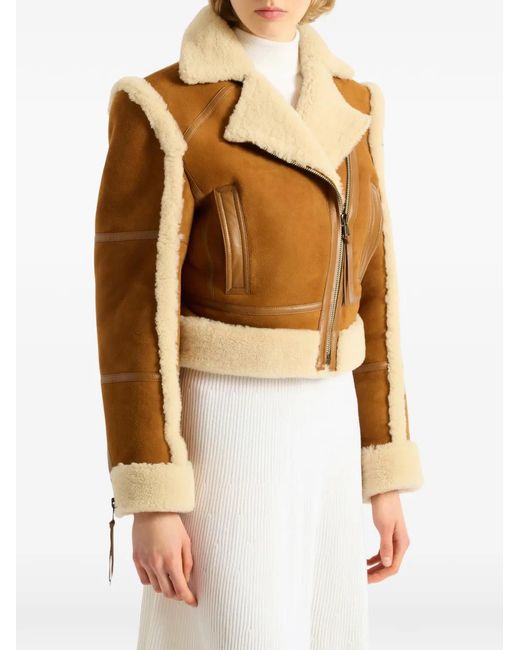 Balmain White Shearling Biker Jacket