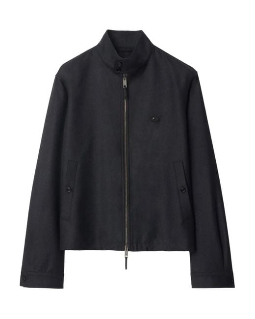 Burberry Blue Zip-Up Wool Shirt Jacket for men