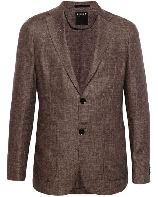 Zegna Brown Notched-lapel Single-breasted Bazer for men