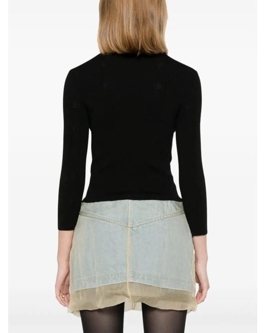 Balenciaga Black Open-Knit Wool Top