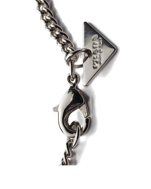 Prada Metallic Enameled Metal Necklace for men