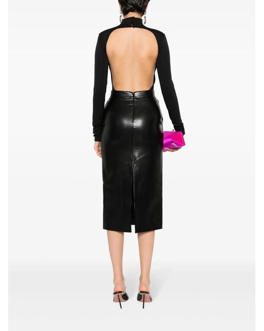 ANDAMANE Black Open-Back Bodysuit
