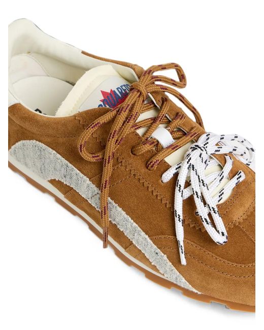 DSquared² Brown Appliqué Maple Leaf Lace-Up Sneakers for men