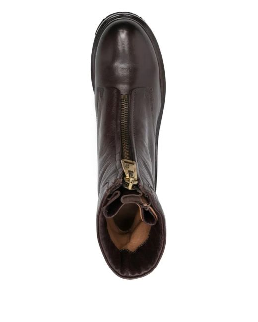 A.s.98 Brown Zip-Front Leather Boots for men