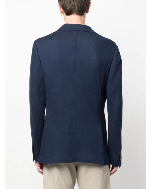 Canali Blue Single-Breasted Jersey Blazer for men