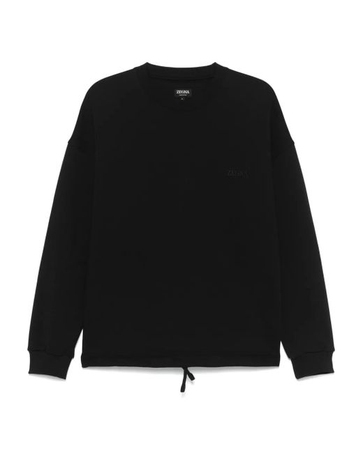 Zegna Sweater Met Geborduurd Logo in het Black voor heren