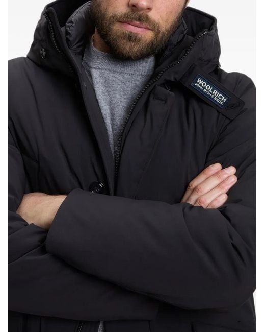 Woolrich Black Hooded Multi-Pockets Parka for men