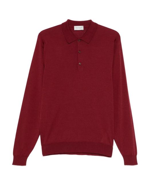 John Smedley Red Buttoned Polo Shirt for men