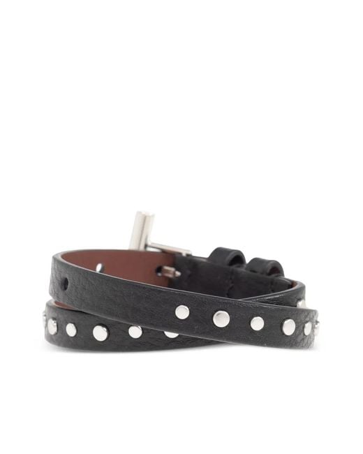McQueen Black Leather Bracelet for men