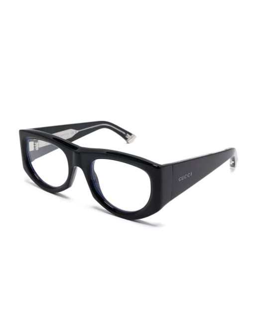 Gucci Black Geometric-Frame Glasses