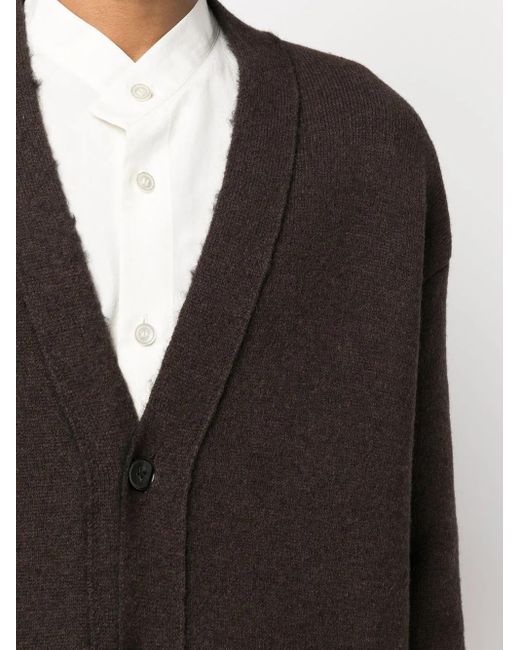 Jil Sander Black Oversize V-Neck Cardigan for men