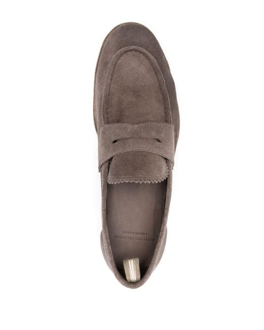 Officine Creative Gray Solitude 001 Suede Loafers for men