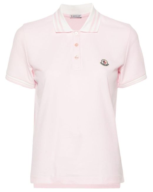 Moncler Pink Poloshirt mit Logo-Patch