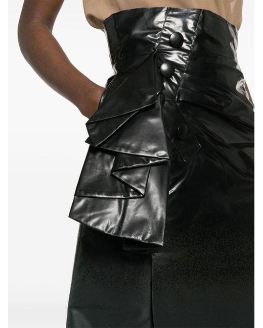 Maison Margiela Black Coated Midi Skirt