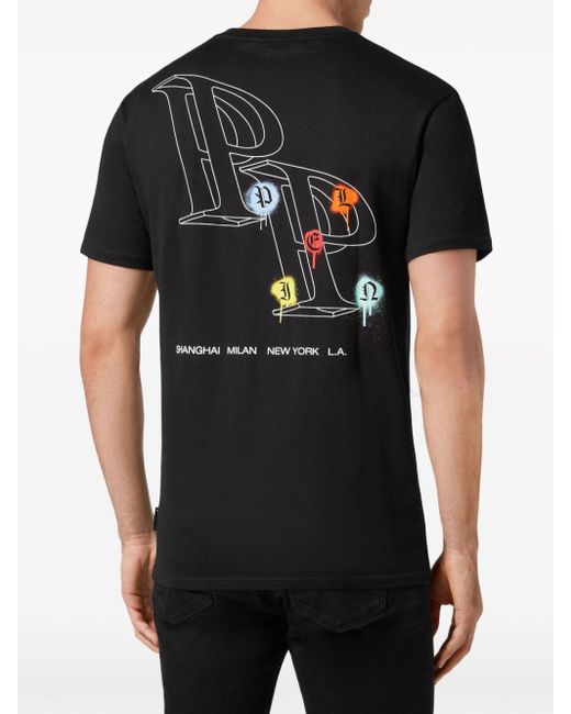 Philipp Plein Black Wire Frame Cotton T-shirt for men