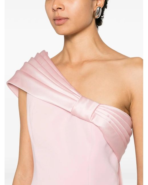 Jean Louis Sabaji Pink Bow-Detail Crepe Gown