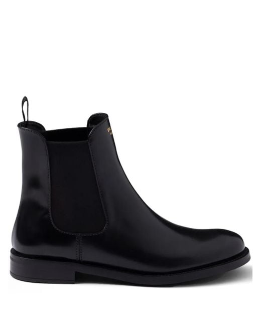 Prada Black Logo-Print Boots