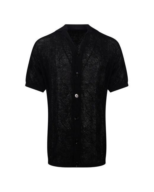 Amaranto Black Button Short-Sleeves Jumper for men