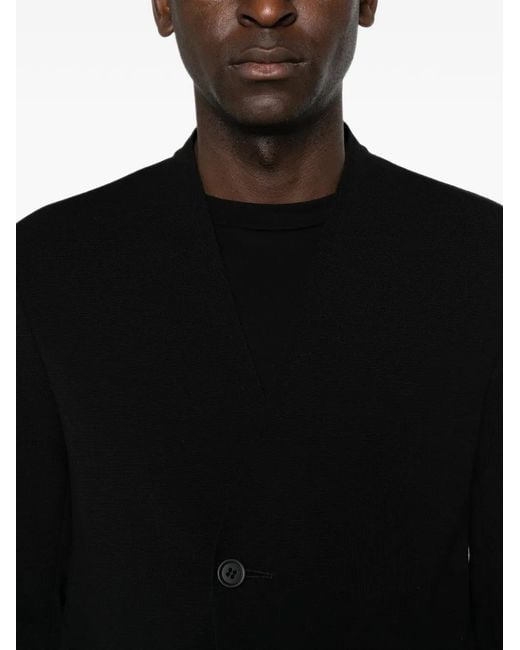 CFCL Black Single-Breasted Collarless Jacket for men