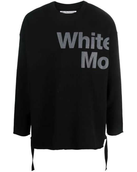 White Mountaineering Black Logo-Print Draped-Strap Sweatshirt for men