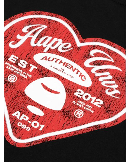 Aape By A Bathing Ape Black Heart-Graphic T-Shirt for men