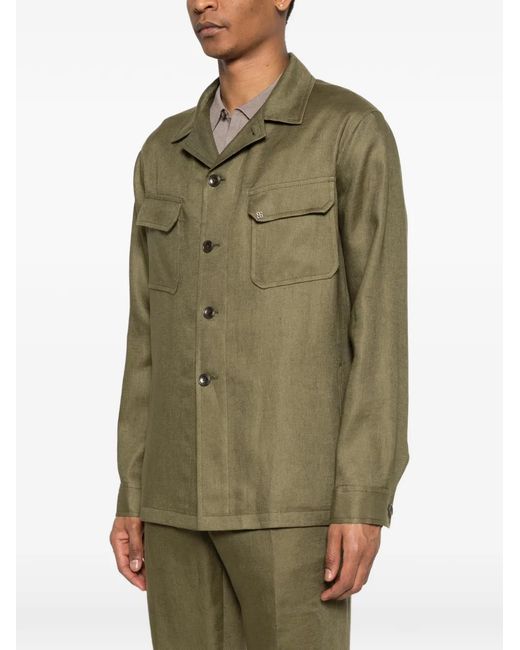 Tagliatore Green Buttoned Pocket Jacket for men