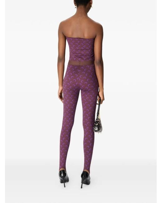 MARINE SERRE Purple Moon-Print Jersey Leggings