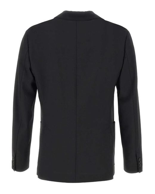 Paolo Pecora Black Wool-Blend Blazer for men