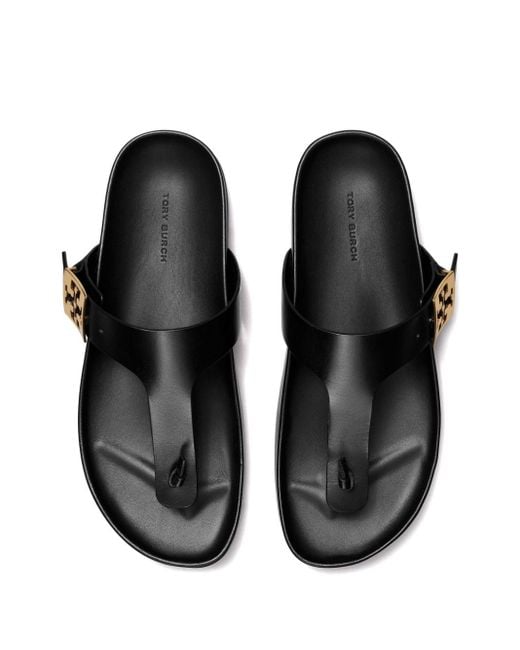Tory Burch Black Mellow Thong Sandals - Women's - Calf Leather/rubber