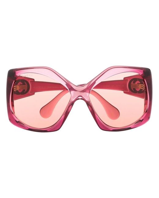 Gucci Pink Angular-Frame Oversized Sunglasses