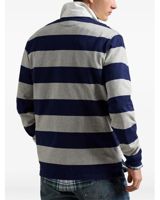 メンズ Polo Ralph Lauren The Iconic Rugby ストライプ ポロシャツ Blue