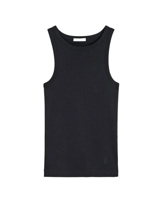 By Malene Birger Black Mani Logo-Embroidered Tank Top
