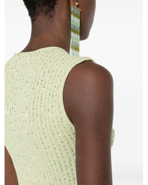 Fabiana Filippi Green Ribbed-knit Cotton Top