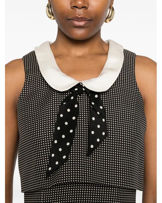 Valentino Garavani Black Patterned Collared Dress