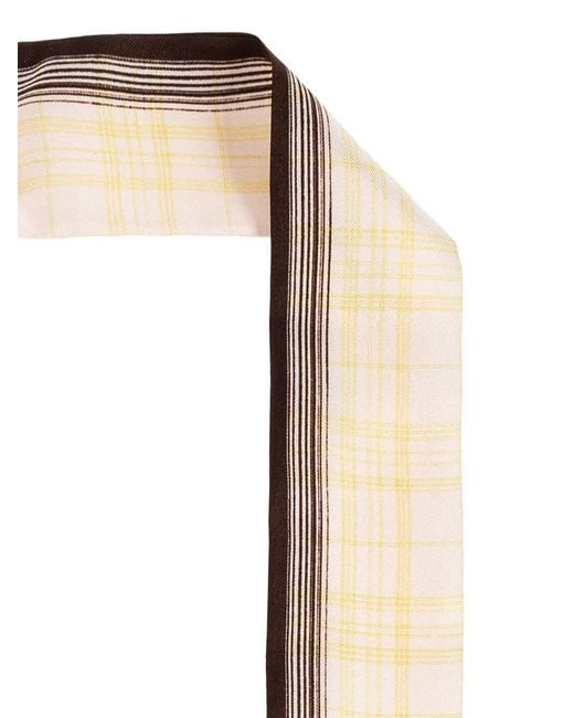 Jil Sander White Plaid-Patter Silk Scarf