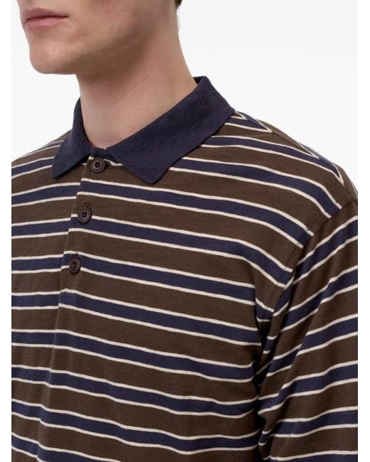 Closed Brown Striped Long-Sleeve Polo Shirt for men
