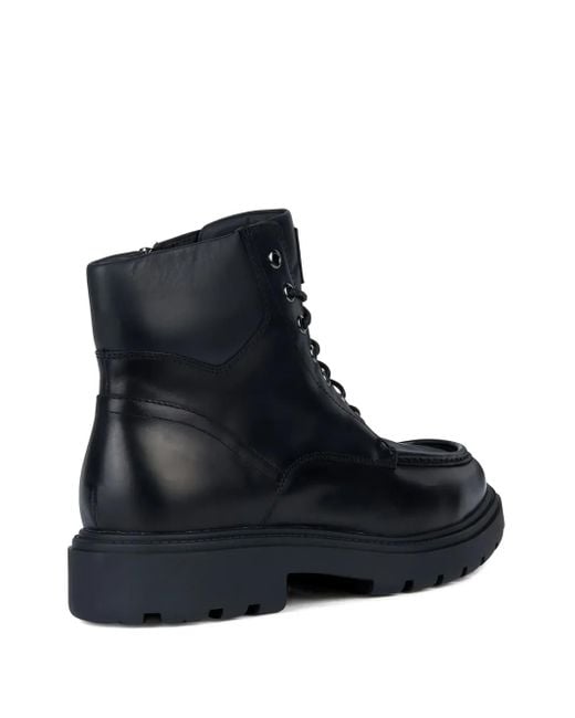 Geox Black Lace-Up Leather Boots for men