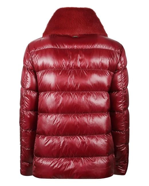 Herno Red Funnel-Neck Padded Jacket