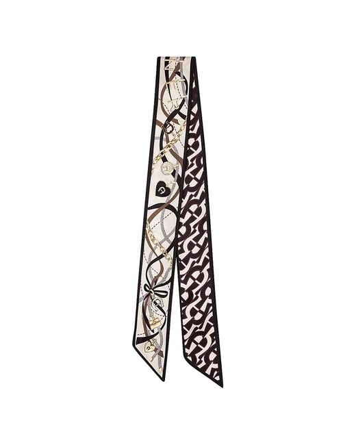 Aigner White Monogram-Print Silk Scarf