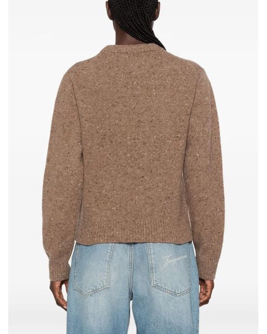 Rohe Natural Flecked-Knit Crew-Neck Sweater