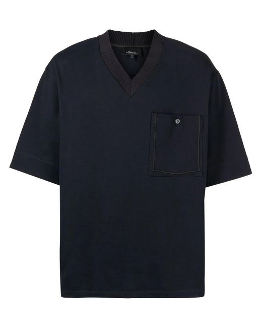 3.1 Phillip Lim Blue Contrast-Trim T-Shirt for men