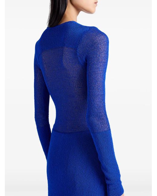 Proenza Schouler Blue Anita Fine-Knit Maxi Dress