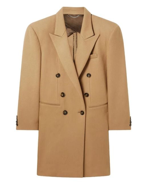 Stella McCartney Natural Padded-Shoulder Double-Breasted Coat
