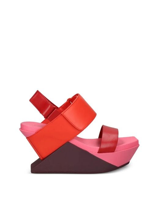 United Nude Pink Delta Wedge Touch-Strap Wedge Sandals