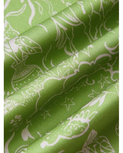 Shanghai Tang Green Mulberry Silk Palazzo Pants