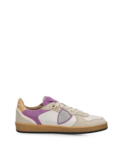 Philippe Model Pink Leather Low-Top Sneakers