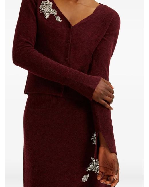 Erdem クロップド カーディガン Red