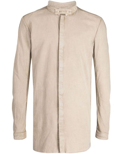 Boris Bidjan Saberi Natural Collarless Cotton Shirt for men