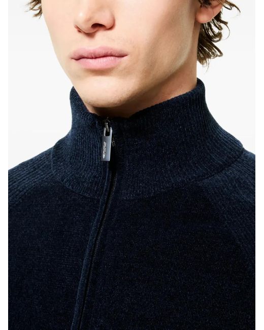 Rrd Blue High-Neck Zip-Front Cardigan for men