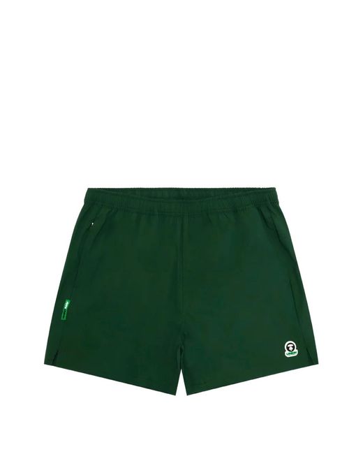 Aape By A Bathing Ape Green Moonface Track Shorts for men